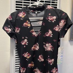 Tshirt body con dress, black with a print size small women’s